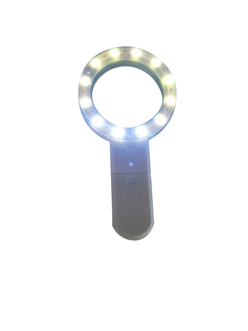 30X Illuminated Large Magnifier Handheld 12 LED Lighted Magnifying